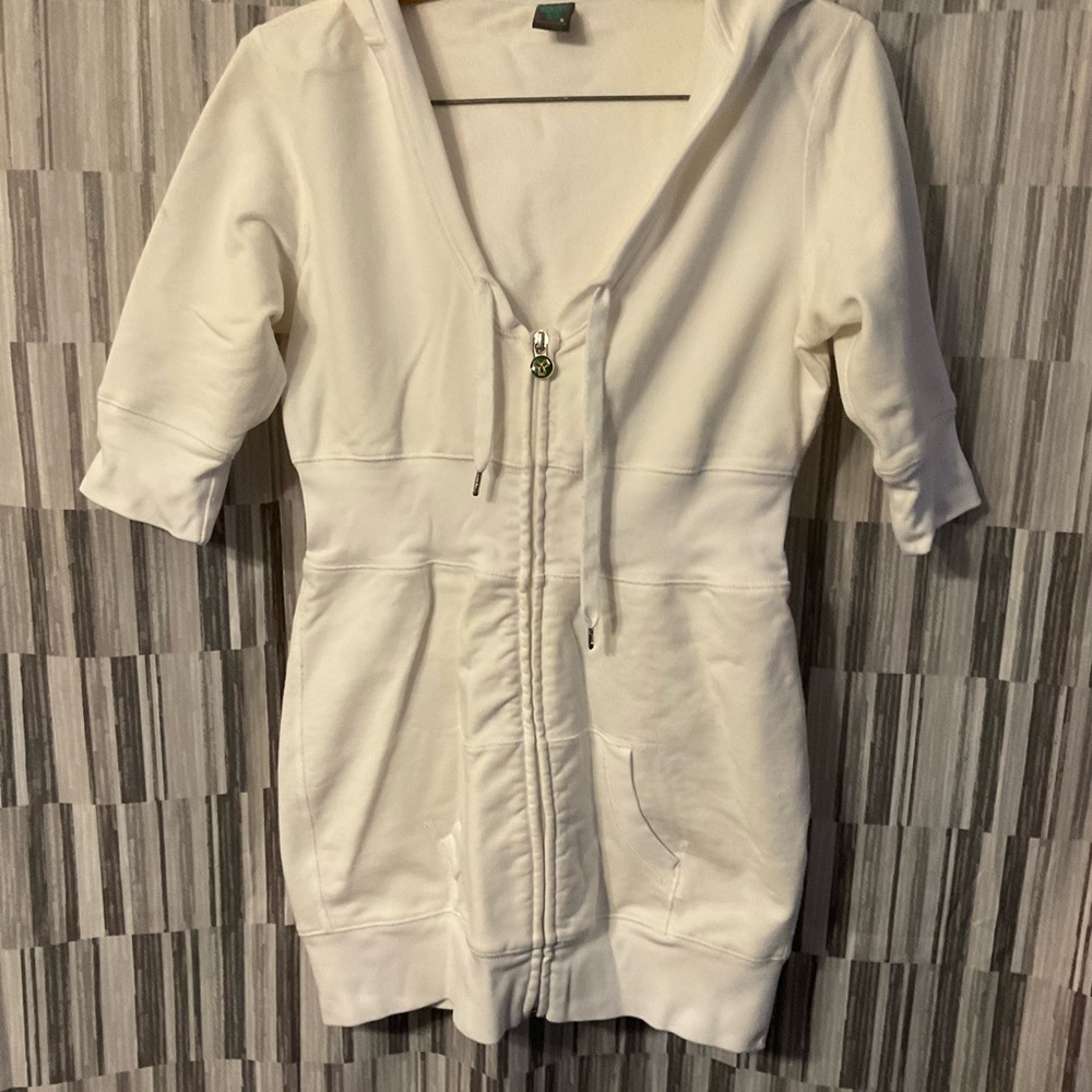 TNA White Hooded Zip-Up Jacket